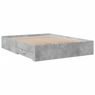 Sängynrunko laatikoilla betoninharmaa 150x200 cm tekninen puu