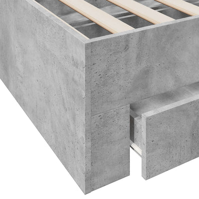 Sängynrunko laatikoilla betoninharmaa 150x200 cm tekninen puu
