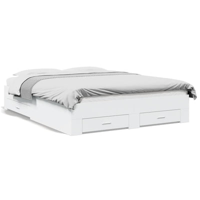 Valkoinen sängynrunko laatikoilla Veligean 140x200cm (puinen)