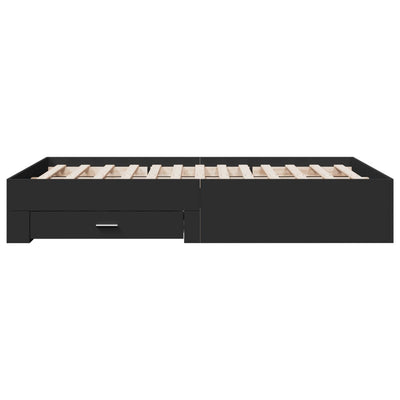Musta sängynrunko laatikoilla Veligean 120x200cm (puinen)