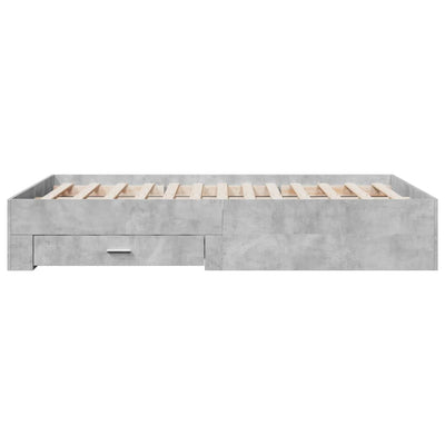 Sängynrunko laatikoilla betoninharmaa 120x200 cm tekninen puu