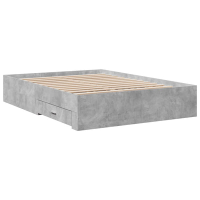 Sängynrunko laatikoilla betoninharmaa 120x200 cm tekninen puu