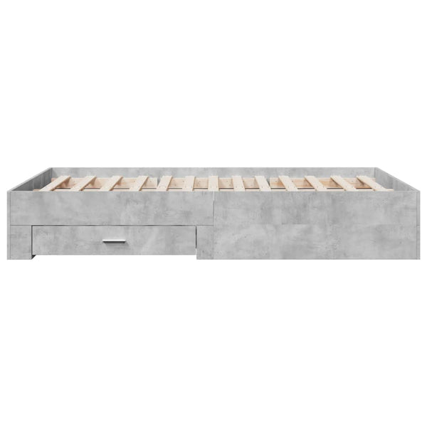 Sängynrunko laatikoilla betoninharmaa 140x190 cm tekninen puu