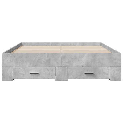 Sängynrunko laatikoilla betoninharmaa 135x190 cm tekninen puu