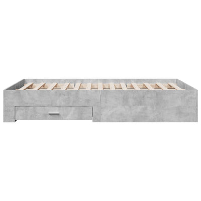 Sängynrunko laatikoilla betoninharmaa 135x190 cm tekninen puu