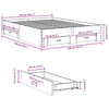 Harmaa sängynrunko laatikoilla Veligean 135x190cm (puinen)