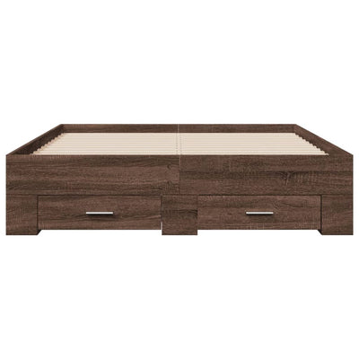 Sängynrunko laatikoilla ruskea tammi 135x190 cm tekninen puu