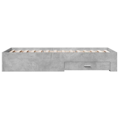 Sängynrunko laatikoilla betoninharmaa 90x200 cm tekninen puu