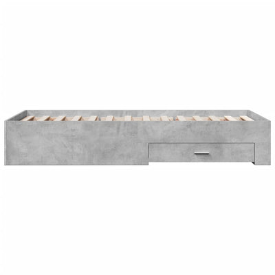 Sängynrunko laatikoilla betoninharmaa 90x190 cm tekninen puu