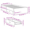 Sonoma-tammi sängynrunko laatikoilla Veligean 75x190cm (puinen)