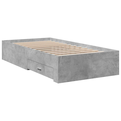 Sängynrunko laatikoilla betoninharmaa 75x190 cm tekninen puu
