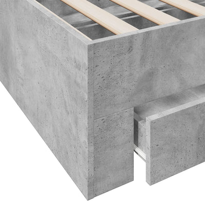 Sängynrunko laatikoilla betoninharmaa 75x190 cm tekninen puu