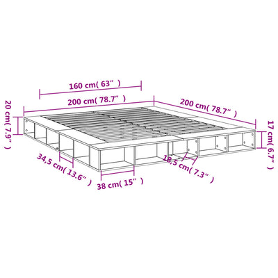Sonoma tammi sängynrunko Negulescu 200x200cm (puinen)