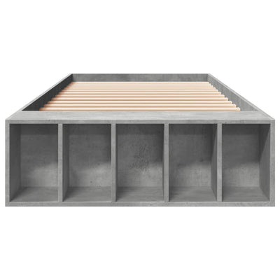 Sängynrunko betoninharmaa 100x200 cm tekninen puu