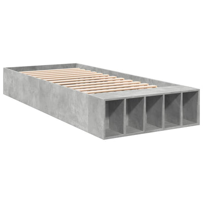 Sängynrunko betoninharmaa 90x200 cm tekninen puu