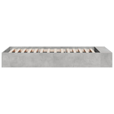 Sängynrunko betoninharmaa 90x200 cm tekninen puu