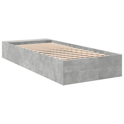 Sängynrunko betoninharmaa 90x200 cm tekninen puu