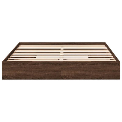 Ruskea tammi sängynrunko laatikoilla Piada 200x200cm (puinen)
