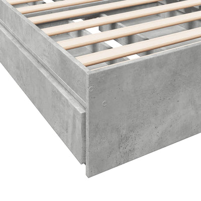 Sängynrunko laatikoilla betoninharmaa 90x200 cm tekninen puu