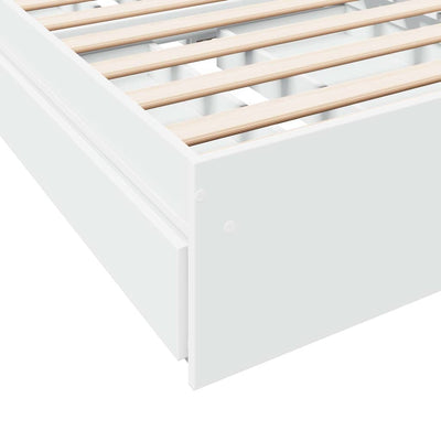 Valkoinen sängynrunko laatikoilla Piada 75x190cm (puinen)