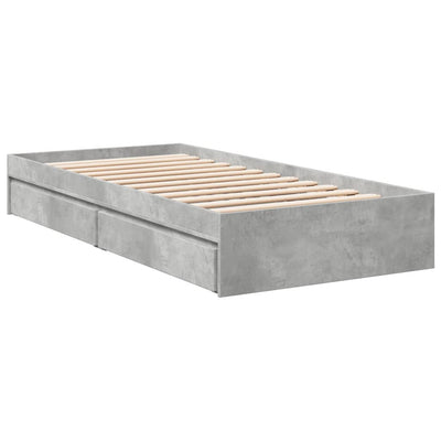 Sängynrunko laatikoilla betoninharmaa 75x190 cm tekninen puu