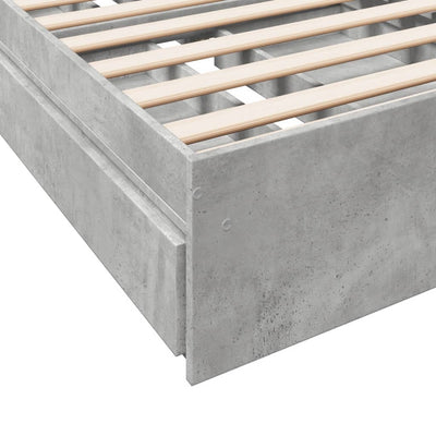 Sängynrunko laatikoilla betoninharmaa 75x190 cm tekninen puu