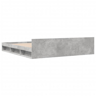 Sängynrunko laatikoilla betoninharmaa 200x200 cm tekninen puu