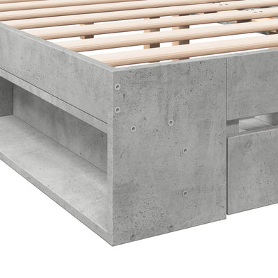 Sängynrunko laatikoilla betoninharmaa 150x200 cm tekninen puu