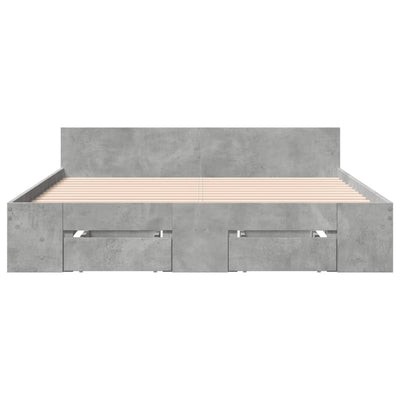 Sängynrunko laatikoilla betoninharmaa 135x190 cm tekninen puu