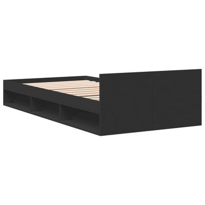 Sängynrunko laatikolla musta 100x200 cm tekninen puu
