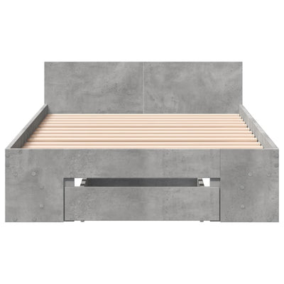 Sängynrunko laatikolla betoninharmaa 100x200 cm tekninen puu
