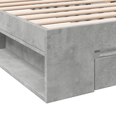 Sängynrunko laatikolla betoninharmaa 100x200 cm tekninen puu