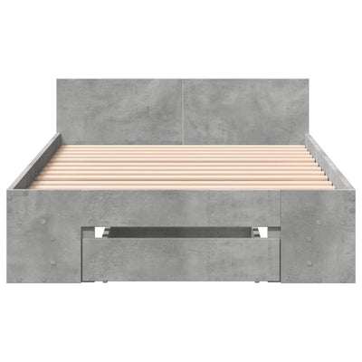 Sängynrunko laatikolla betoninharmaa 90x200 cm tekninen puu