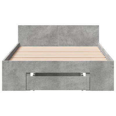 Sängynrunko laatikolla betoninharmaa 75x190 cm tekninen puu