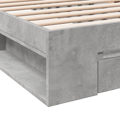 Sängynrunko laatikolla betoninharmaa 75x190 cm tekninen puu