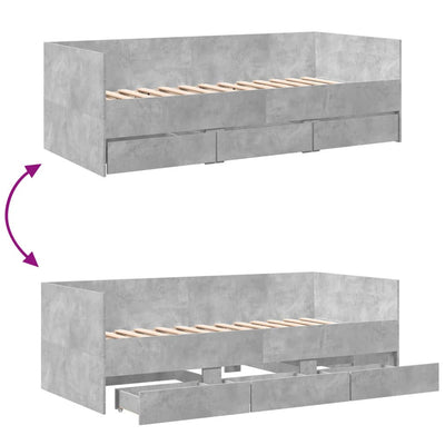 Vuodesohva laatikoilla betoninharmaa 100x200 cm tekninen puu