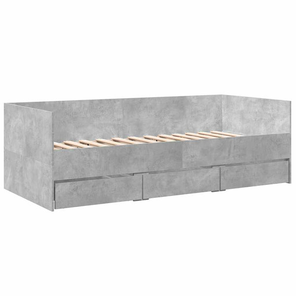 Vuodesohva laatikoilla ei patjaa betoninharmaa 90x190 cm