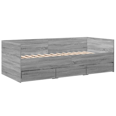 Vuodesohva laatikoilla harmaa Sonoma 90x190 cm tekninen puu