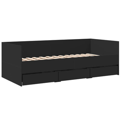 Vuodesohva laatikoilla musta 75x190 cm tekninen puu