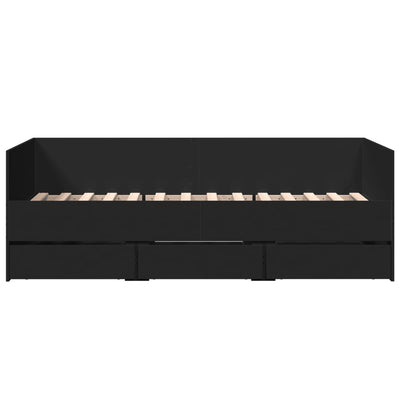 Musta vuodesohva laatikoilla Toff 75x190cm (puinen)