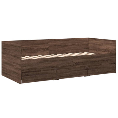 Vuodesohva laatikoilla ruskea tammi 75x190 cm tekninen puu