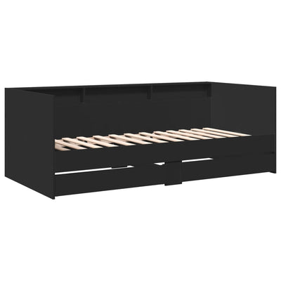 Vuodesohva laatikoilla ei patjaa musta 75x190 cm