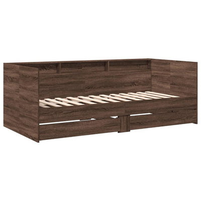 Vuodesohva laatikoilla ruskea tammi 75x190 cm tekninen puu