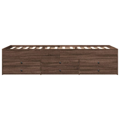 Vuodesohva laatikoilla ruskea tammi 90x200 cm tekninen puu