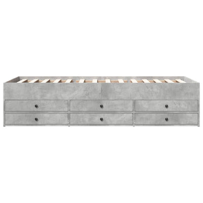 Betoninharmaa vuodesohva laatikoilla Dulcica 75x190cm (puinen)