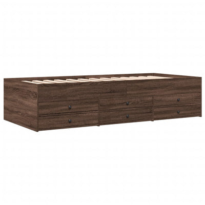 Vuodesohva laatikoilla ruskea tammi 75x190 cm tekninen puu