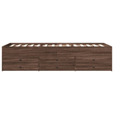 Vuodesohva laatikoilla ruskea tammi 75x190 cm tekninen puu