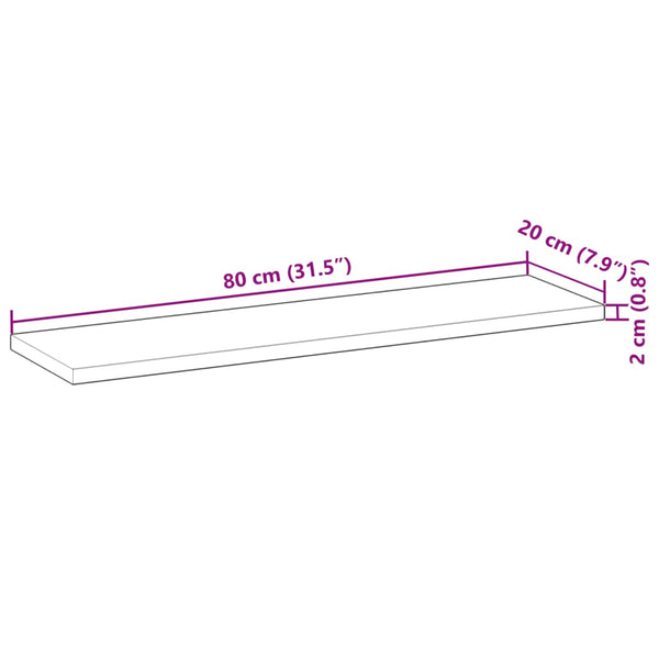 Kelluvat hyllyt 4 kpl 80x20x2 cm käsittelemätön massiivipuu akaasia