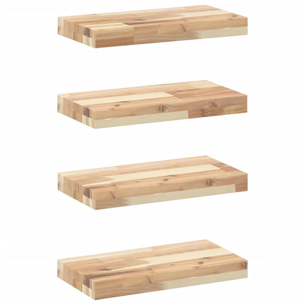 Kelluvat hyllyt 4 kpl 60x20x4 cm käsittelemätön massiivipuu akaasia