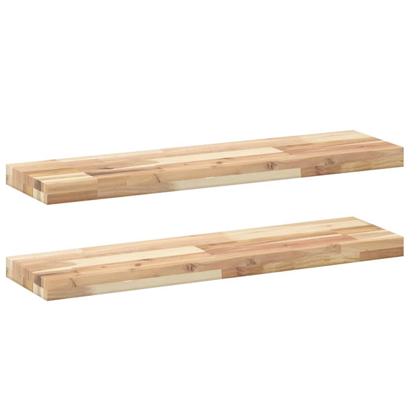 Kelluvat hyllyt 2 kpl 100x20x4 cm käsittelemätön massiivipuu akaasia